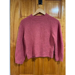 Tibi Alpaca Wool Cropped Sweater Dusty Rose Knit Made in Peru Size S